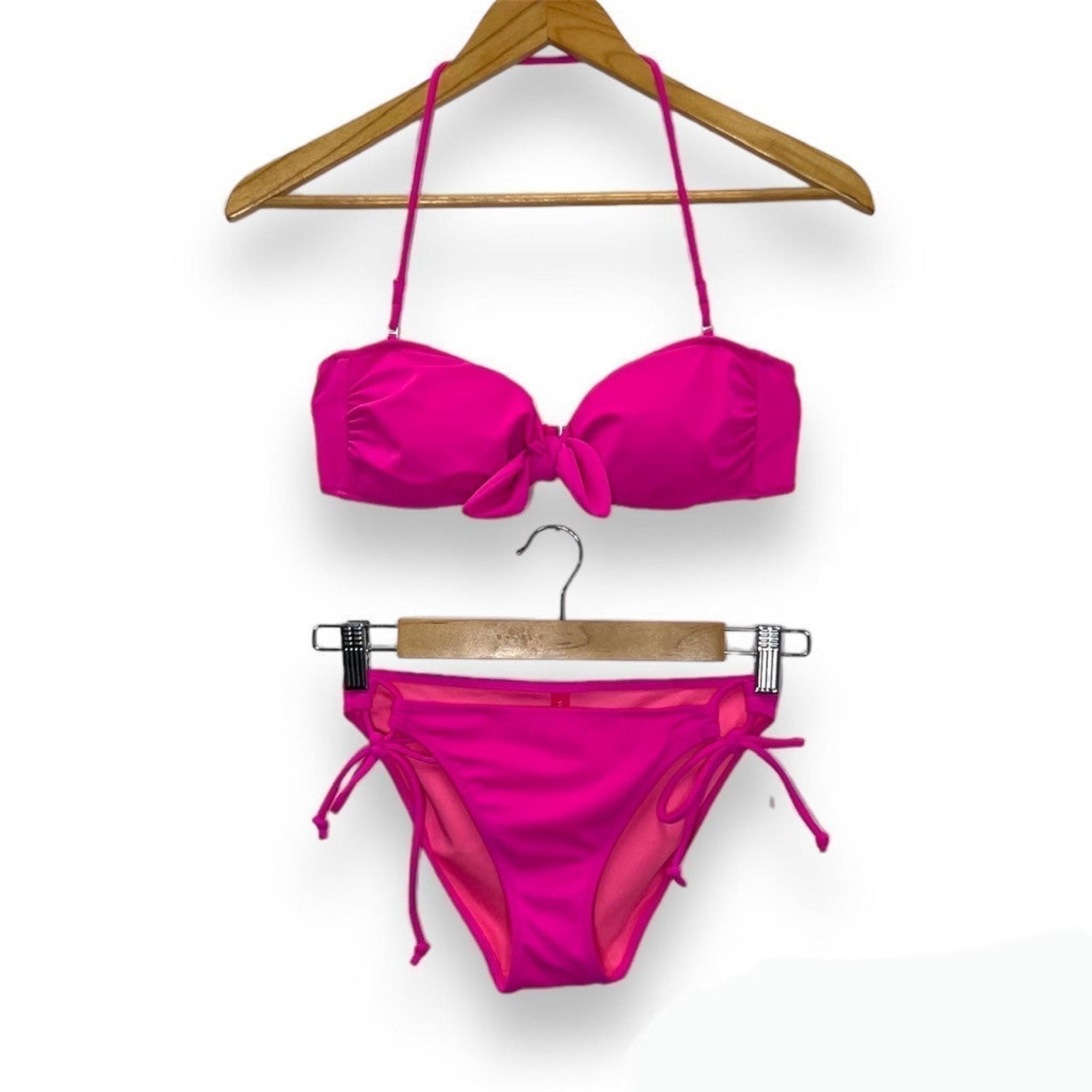 Victoria’s Secret 2pc Bandeau Halter Bikini Side Tie Bottoms Small Medium S/M