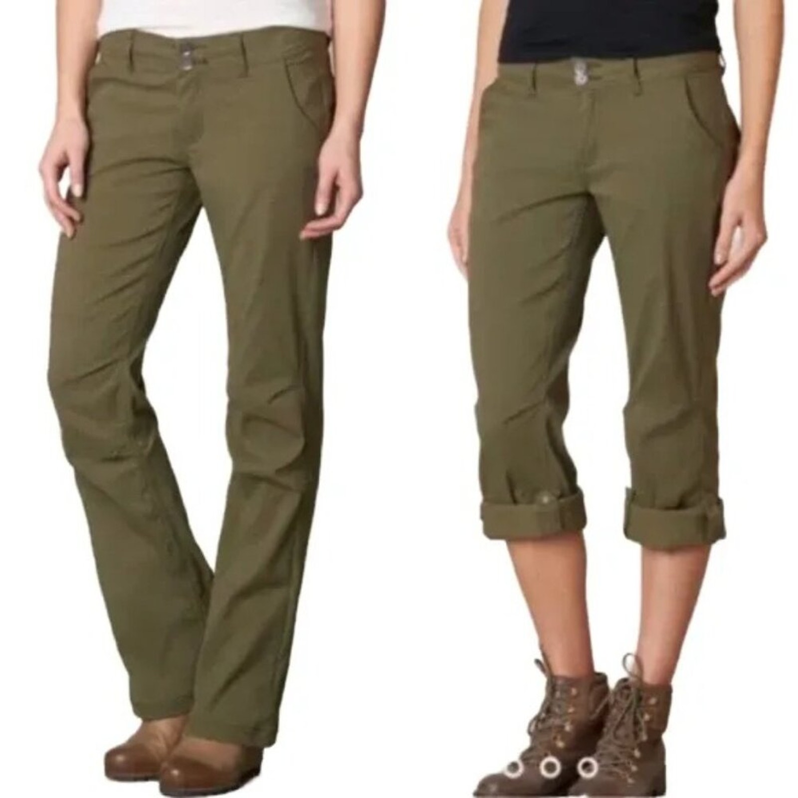 PRANA Halle Convertible Roll Hiking Pants in Olive Green
