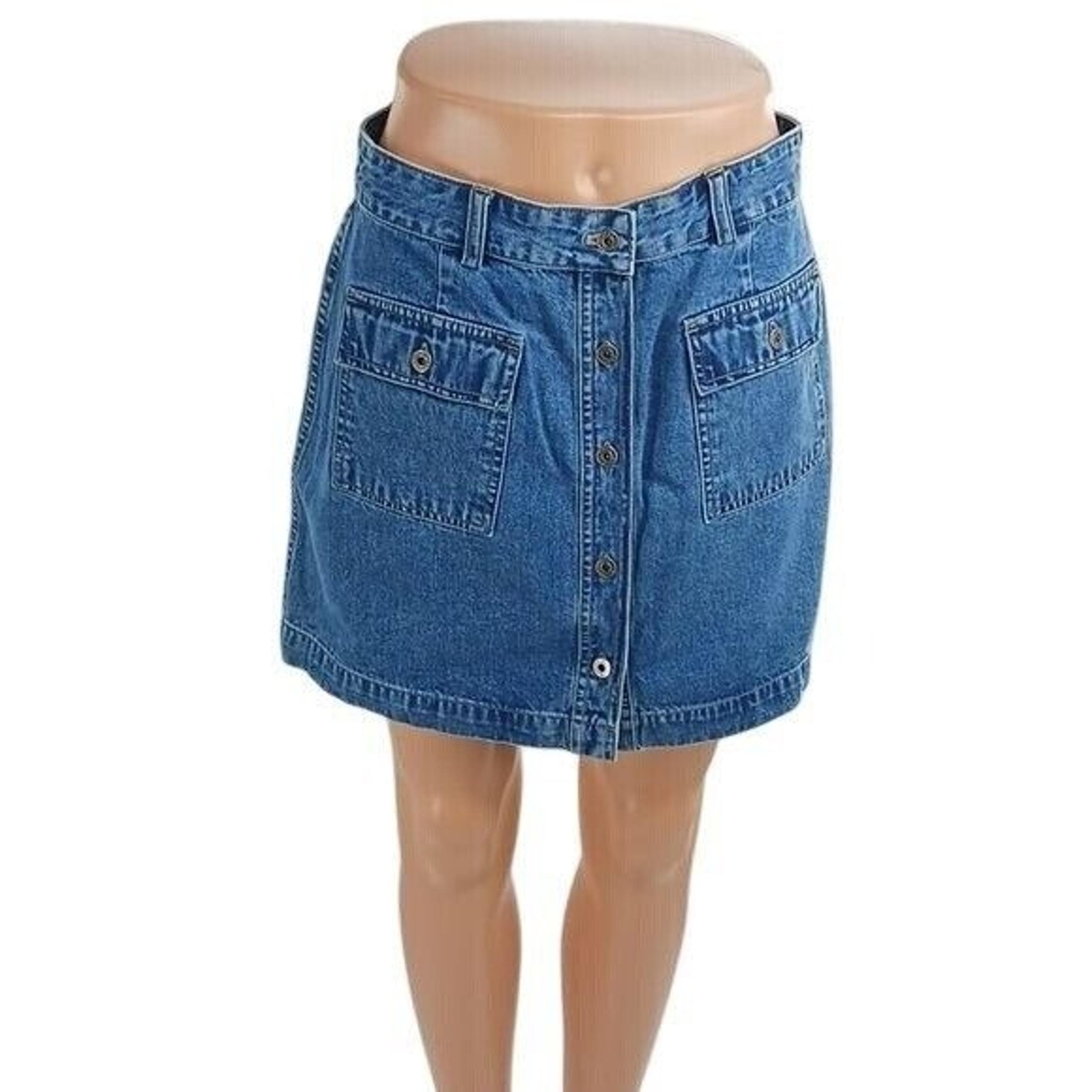 Gap Denim Skirt A Line Button Down Pockets 90s Retro Womens Size 6