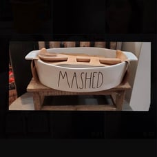 Rae Dunn Mashed Baking Dish with Wooden Spoon