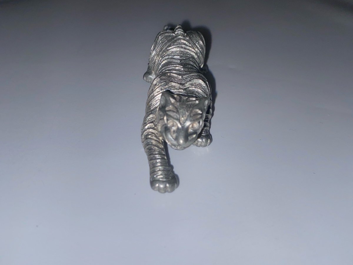 Vintage Ciner Silver Metal Tiger Heavy Brooch Pin Collectible Original Unique