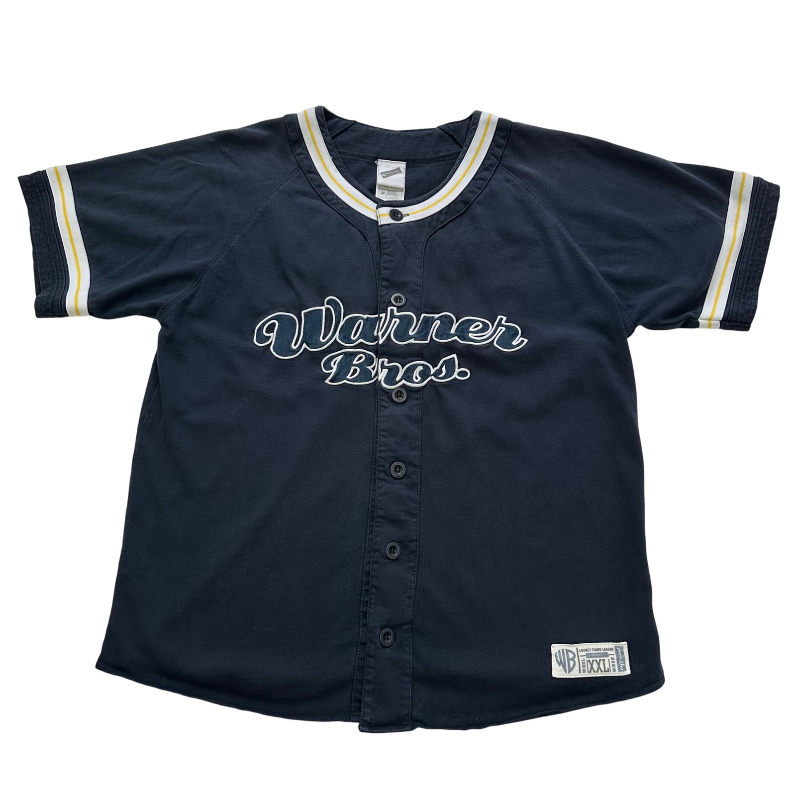 Warner Bros Baseball Jersey Taz Tasmanian Devil Cartoon Navy Blue Medium