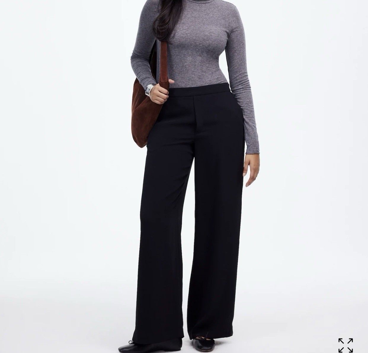 Madewell Pull-On Straight Pants In Crepe 2XL Black Elastic Waist Relaxed Party