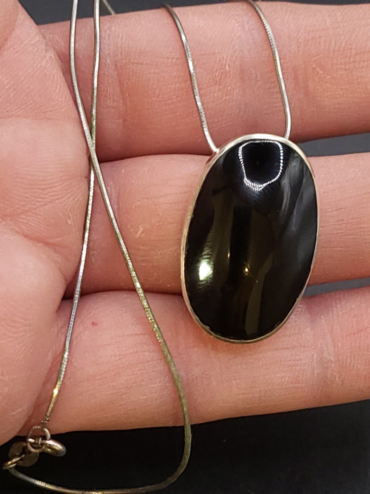 VTG TAXCO MEXICO BLACK ONYX NECKLACE. # 671