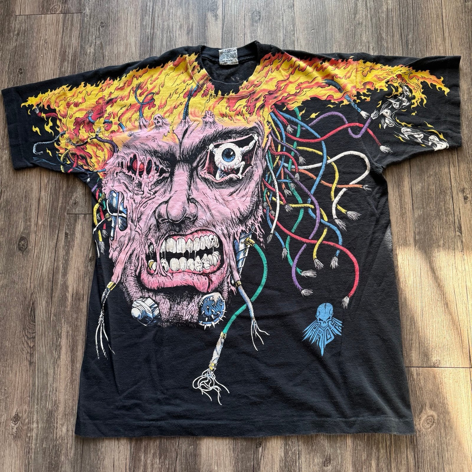 Vintage Marvel Wolverine Weapon X 90s Mega Print T Shirt Size XL Liquid Blue