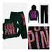 VS PINK rare holographic sequin bling jogger pants zip hoodie jacket rose love