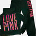 VS PINK rare holographic sequin bling jogger pants zip hoodie jacket rose love