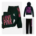 VS PINK rare holographic sequin bling jogger pants zip hoodie jacket rose love