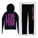 VS PINK rare holographic sequin bling jogger pants zip hoodie jacket rose love
