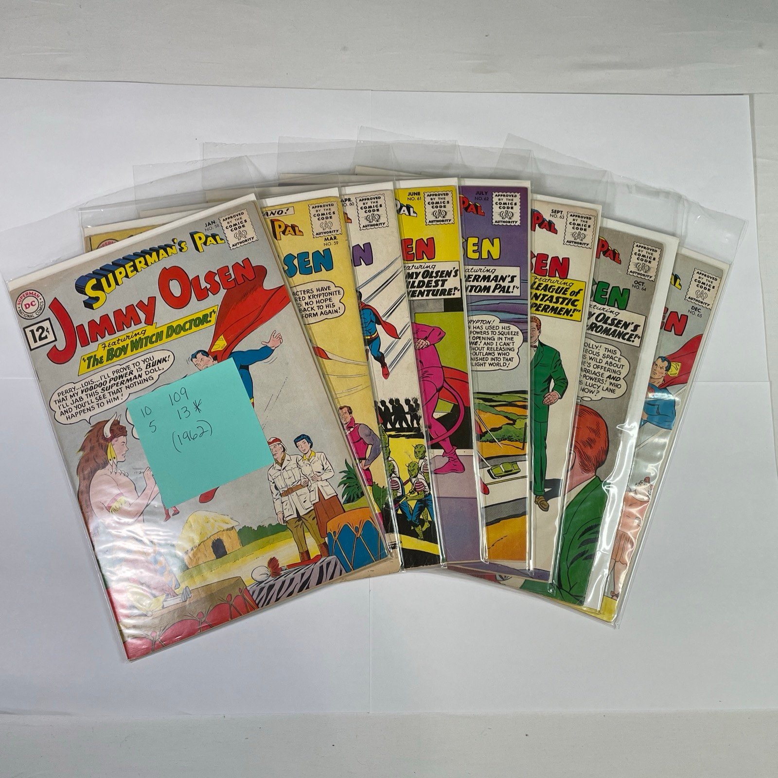 Superman’s Pal Jimmy Olsen Lot Of (8) Comic Books 1962 .12 Jan. #58 - Dec. #65.