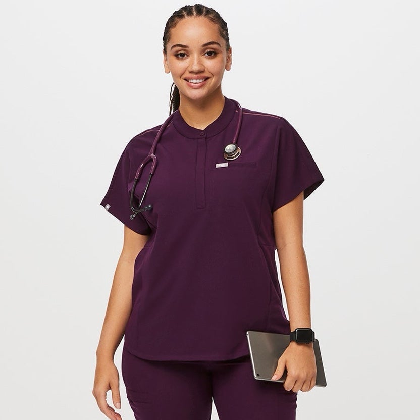 Figs Deep Purple Montex Scrub Top - Medium