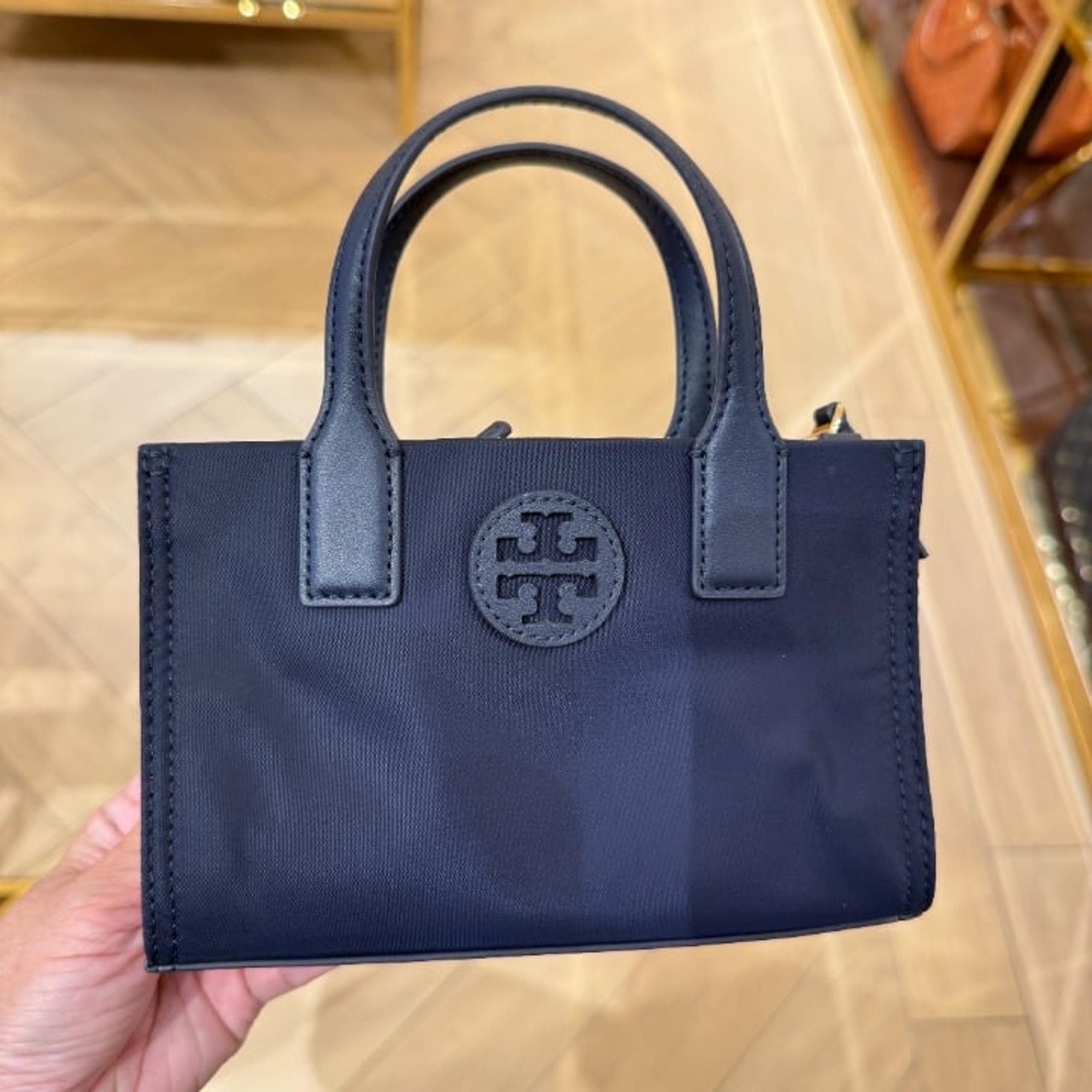 Tory Burch Ella Nylon Mini Tote Crossbody Bag 146437 In Tory Navy