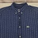 Lacoste Mens 42 Chambray White Button Down Cotton Dress Shirt Dots Preppy