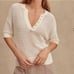 VARLEY Oversized Callie Knit Top Womens Small Egret Neutral Minimalist Old Money