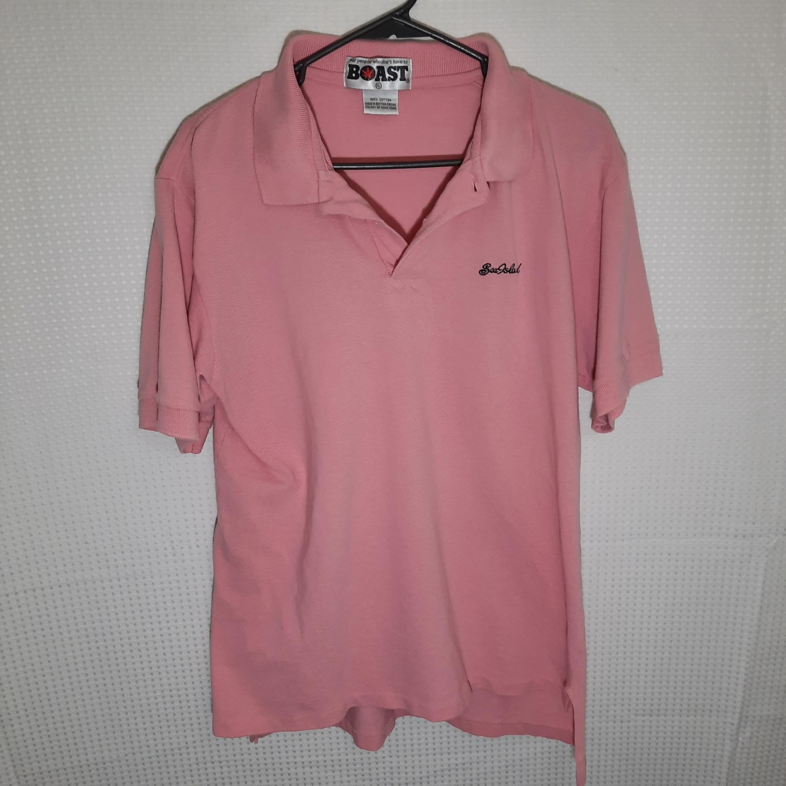 Vtg Boast Sea Island Cotton Polo XL Pink Tennis Shirt 70s Hong Kong Preppy