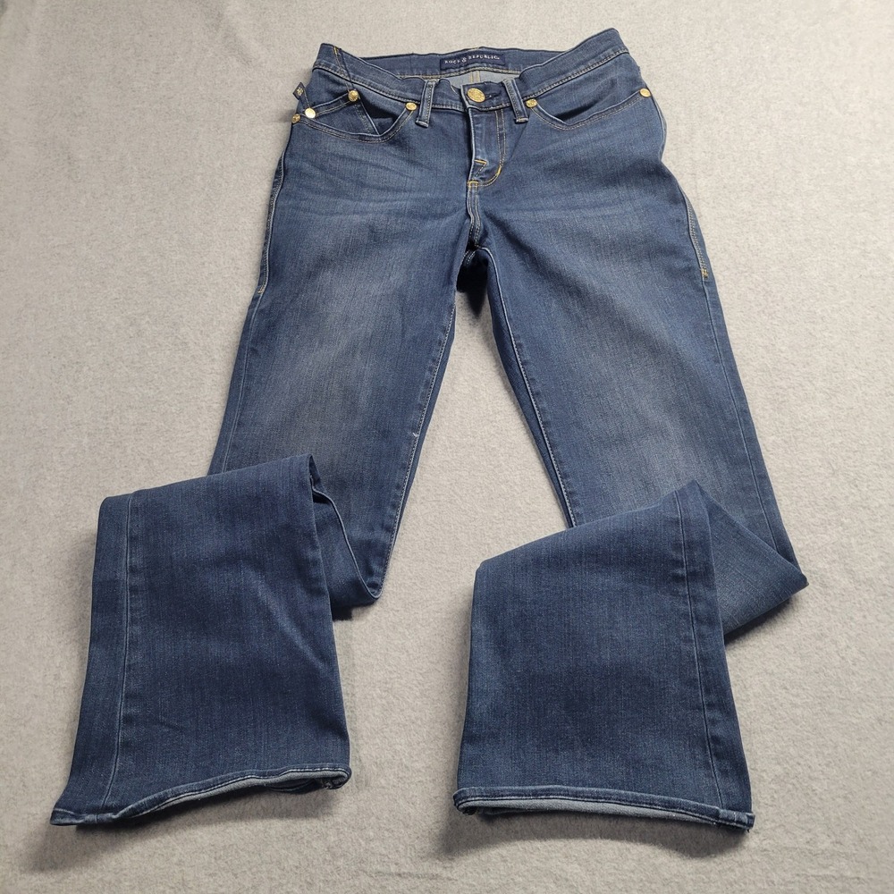 Rock and Republic Women's Jeans Kendra Flared Leg Size 6M Dark Wash Denim