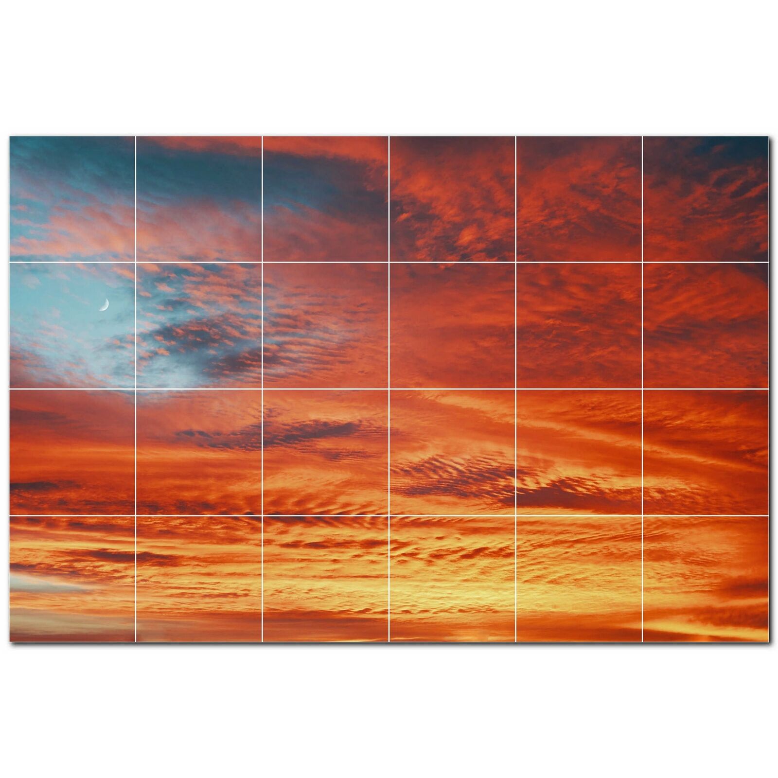Sunset Ceramic Tile Wall Mural PT501000. 48 W x 32 H (24) 8x8 tiles