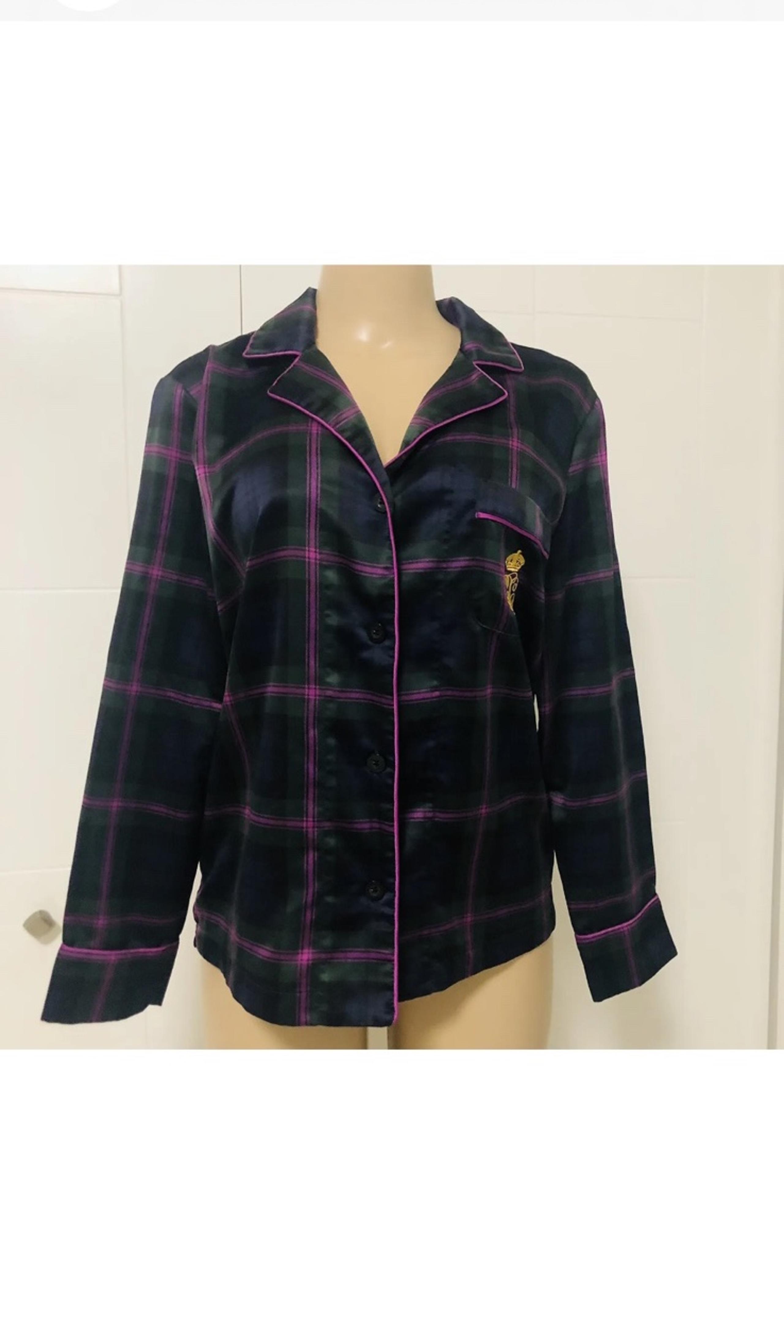 Lauren by Ralph Lauren Womens Size Small Purple Green Plaid Sleepwear Shirt..