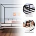 King Size Bed Frame Metal Canopy w/Built-in Headboard Strong Slat Support
