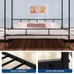 King Size Bed Frame Metal Canopy w/Built-in Headboard Strong Slat Support