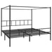 King Size Bed Frame Metal Canopy w/Built-in Headboard Strong Slat Support