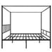 King Size Bed Frame Metal Canopy w/Built-in Headboard Strong Slat Support