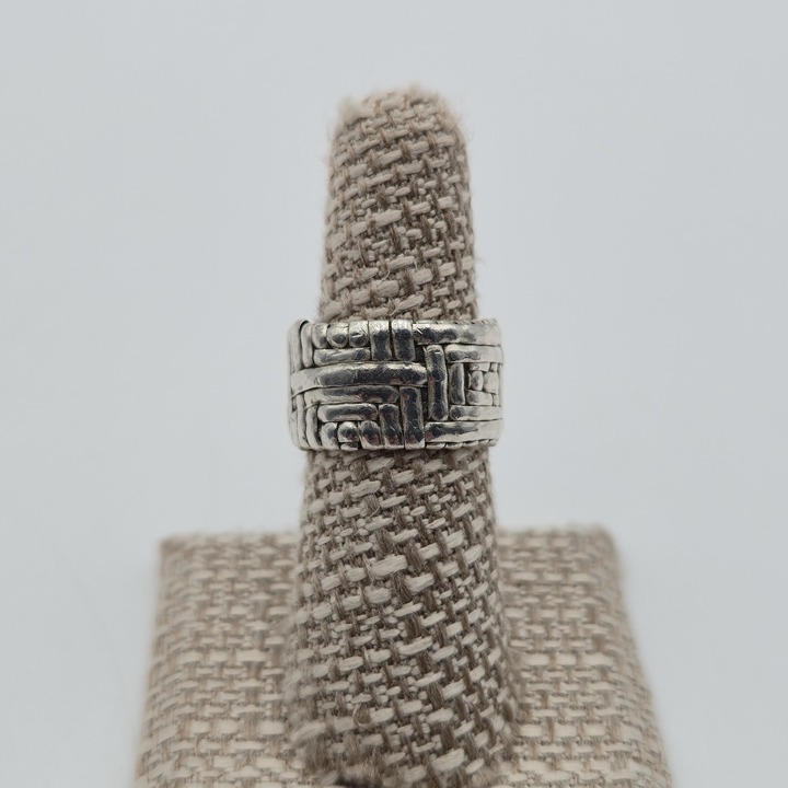 Size 6.75 Sterling Silver Handmade Layered Design Band Ring A4113