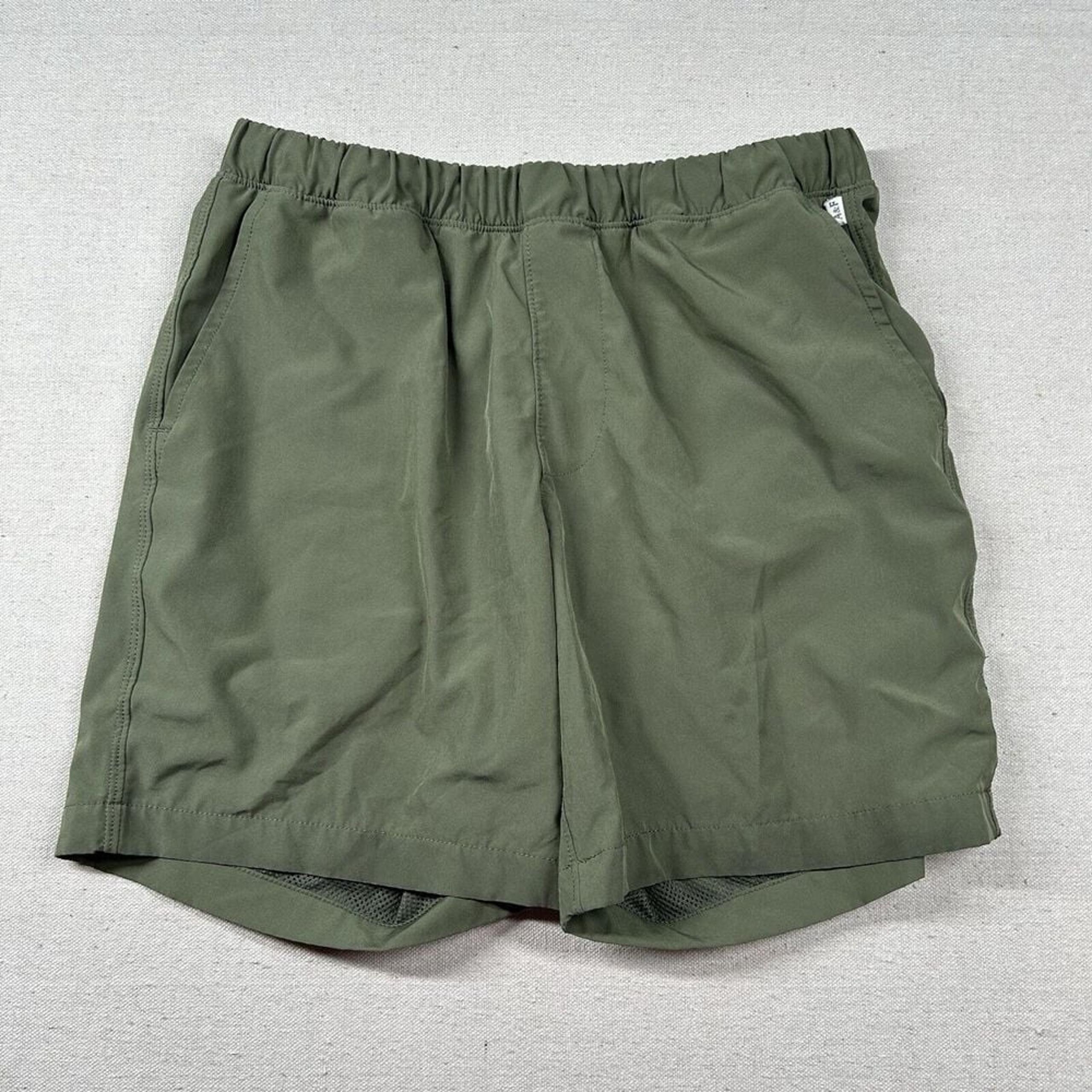 American Eagle Shorts Mens M Stretch Active Lined Olive Green Athletic 7" Army