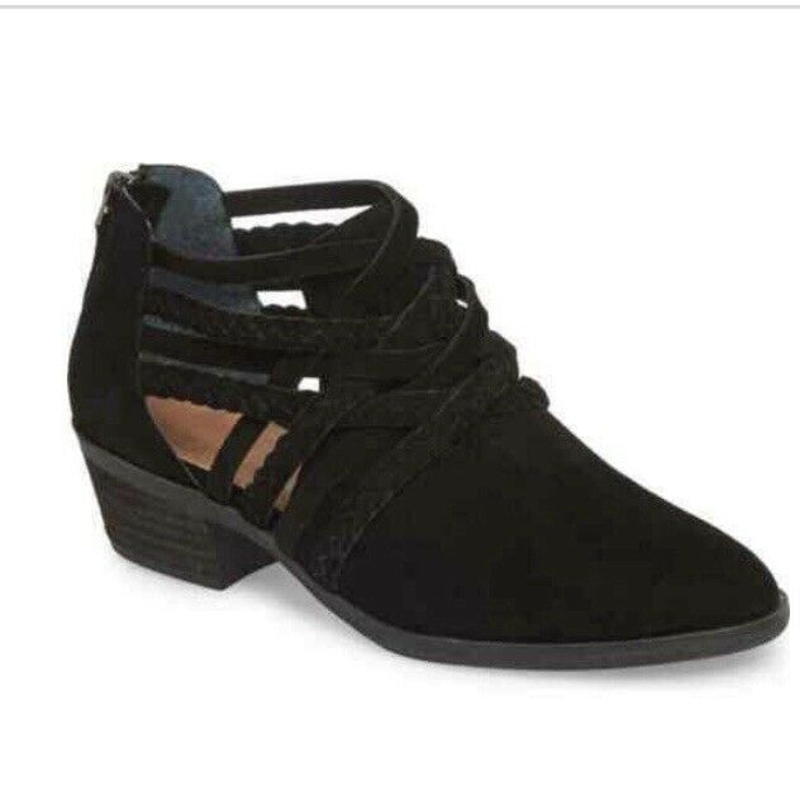 Caslon Liam NWOB Women's Black Braided Suede Leather Ankle Booties 10