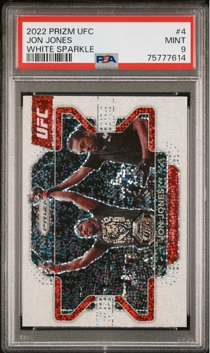 2022 panini prizm Jon Jones White Sparkle PSA 9 Mint