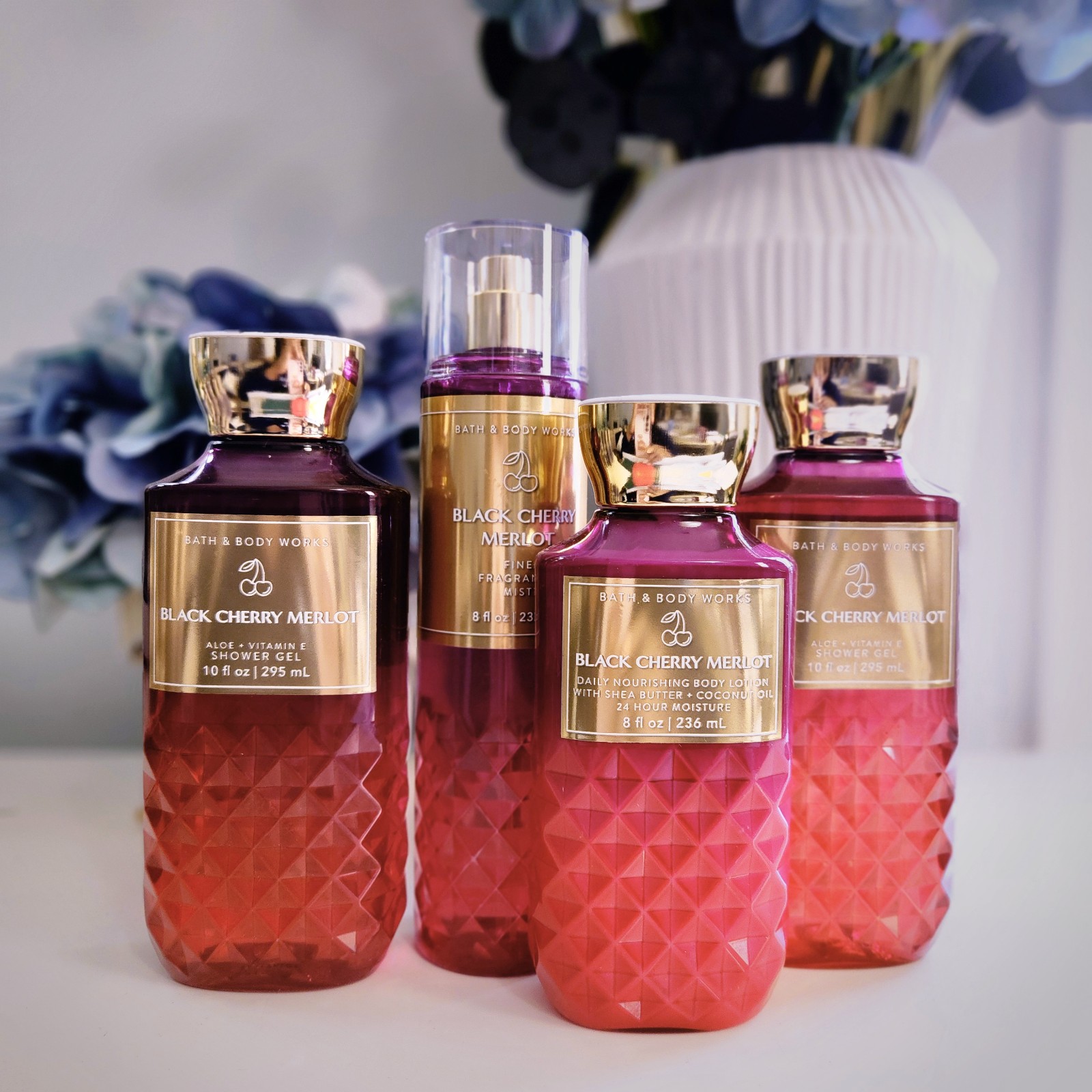 Bath & Body Works Black Cherry Merlot mist lotion spray shower gel 4pc body care