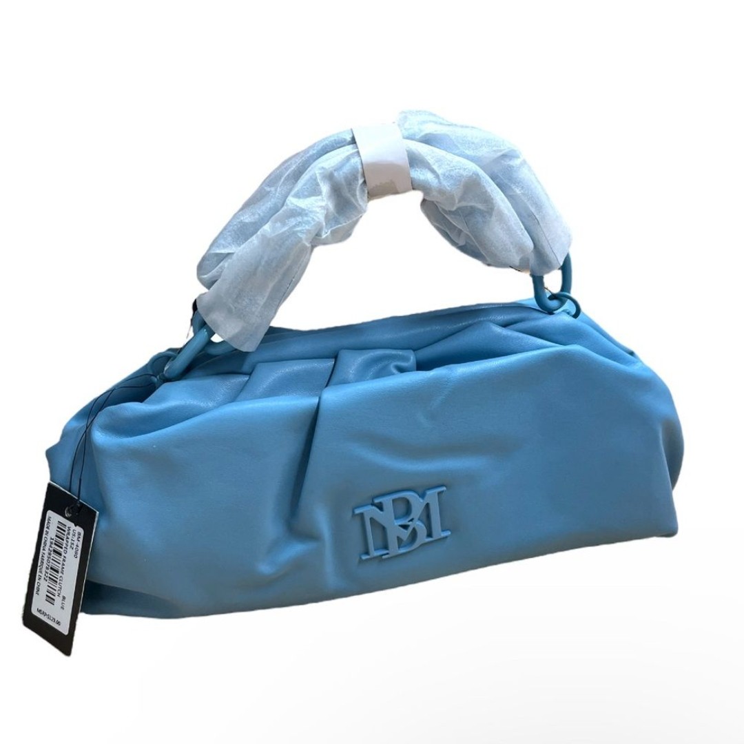 BADGLEY MISCHKA PURSE BLUE WRAPPED FRAME CLUTCH CROSSBODY CONVERTIBLE WITH CHAIN