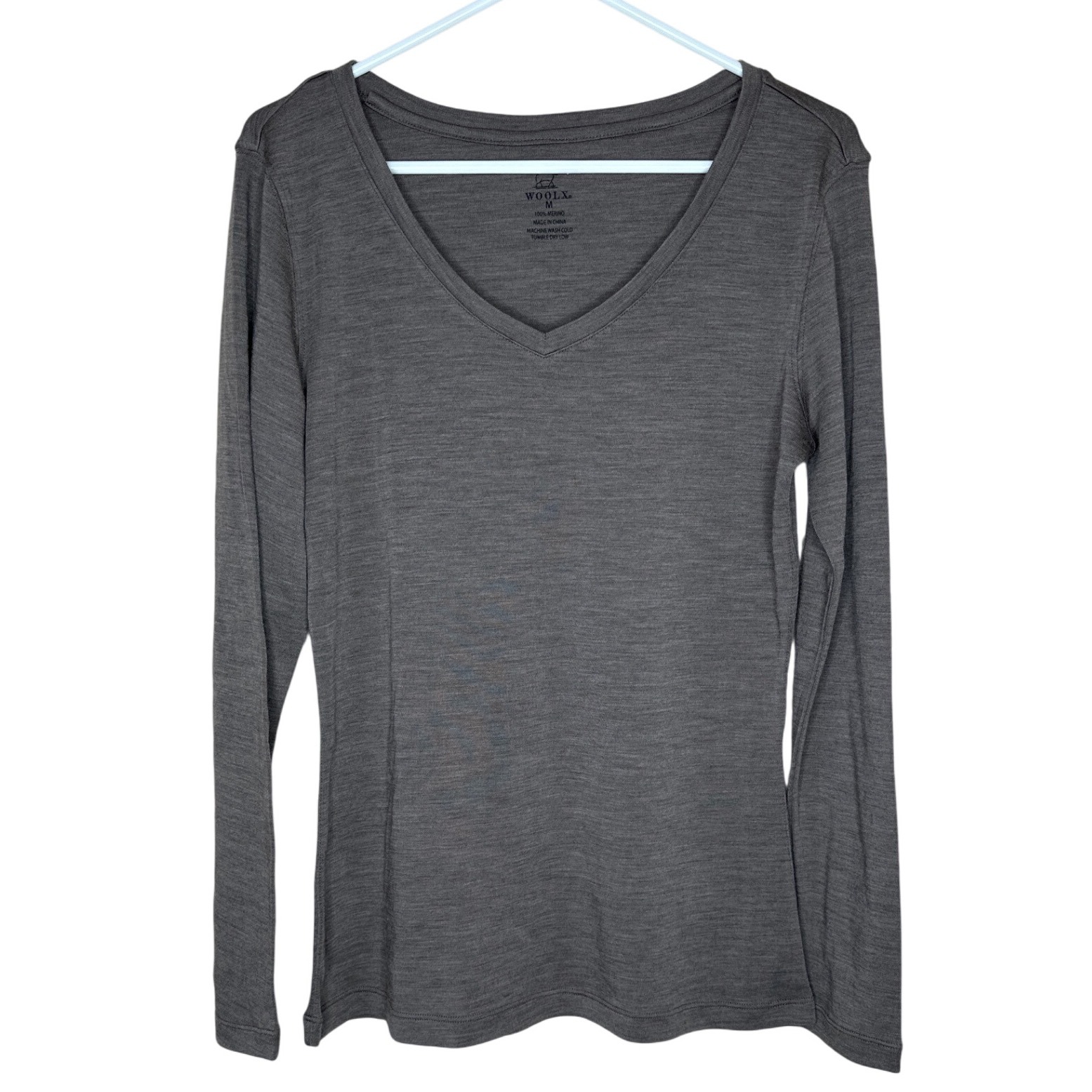 WOOLX 100% Merino Wool Layla V Neck Top Size M light brown Outdoors Hiking
