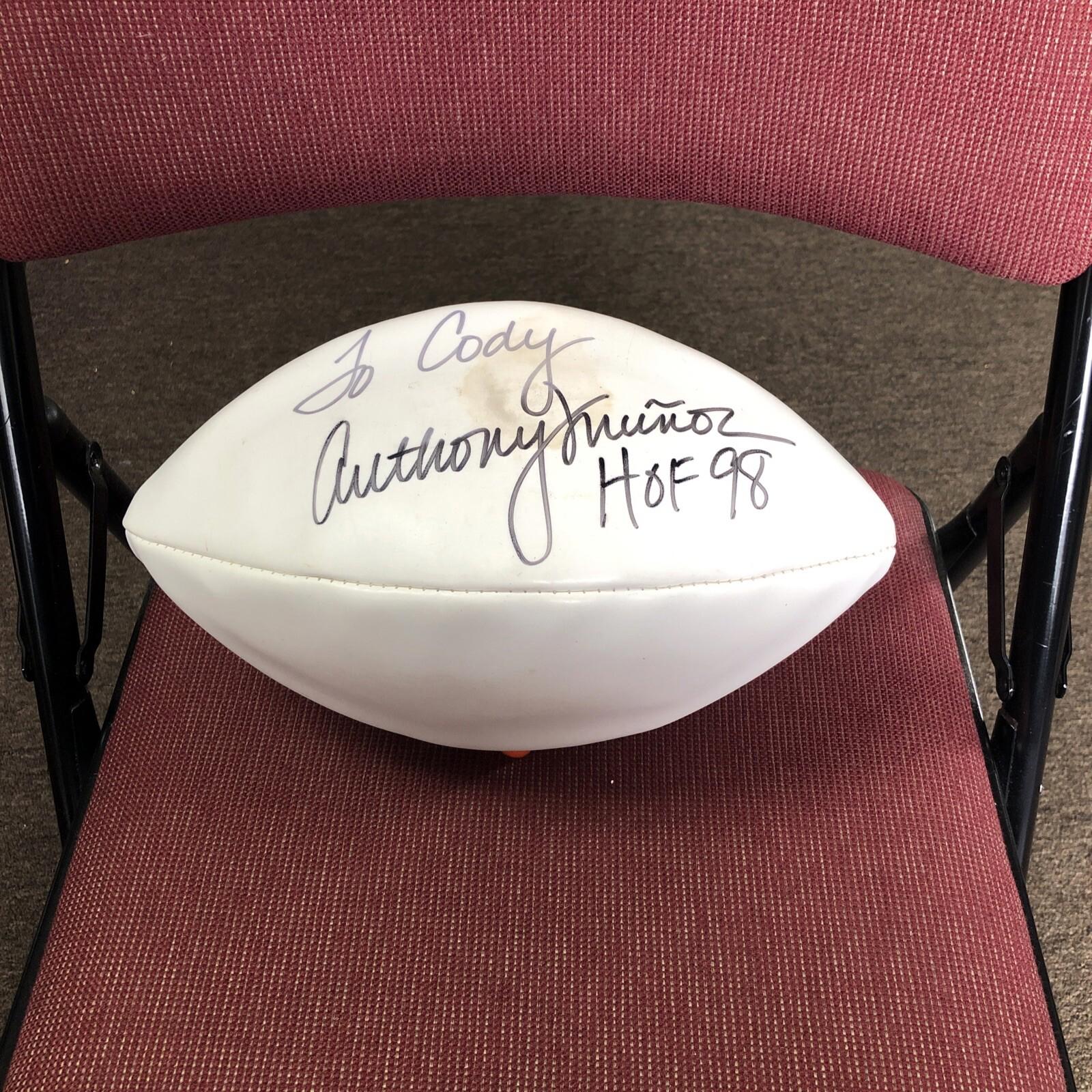 Anthony Muñoz - SIGNED WHITE PANEL FOOTBALL - To CODY - See Pics