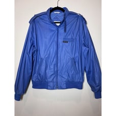 VINTAGE Members Only Racer Jacket Sz 44 Blue Europe Craft Rainbow Tag MINT