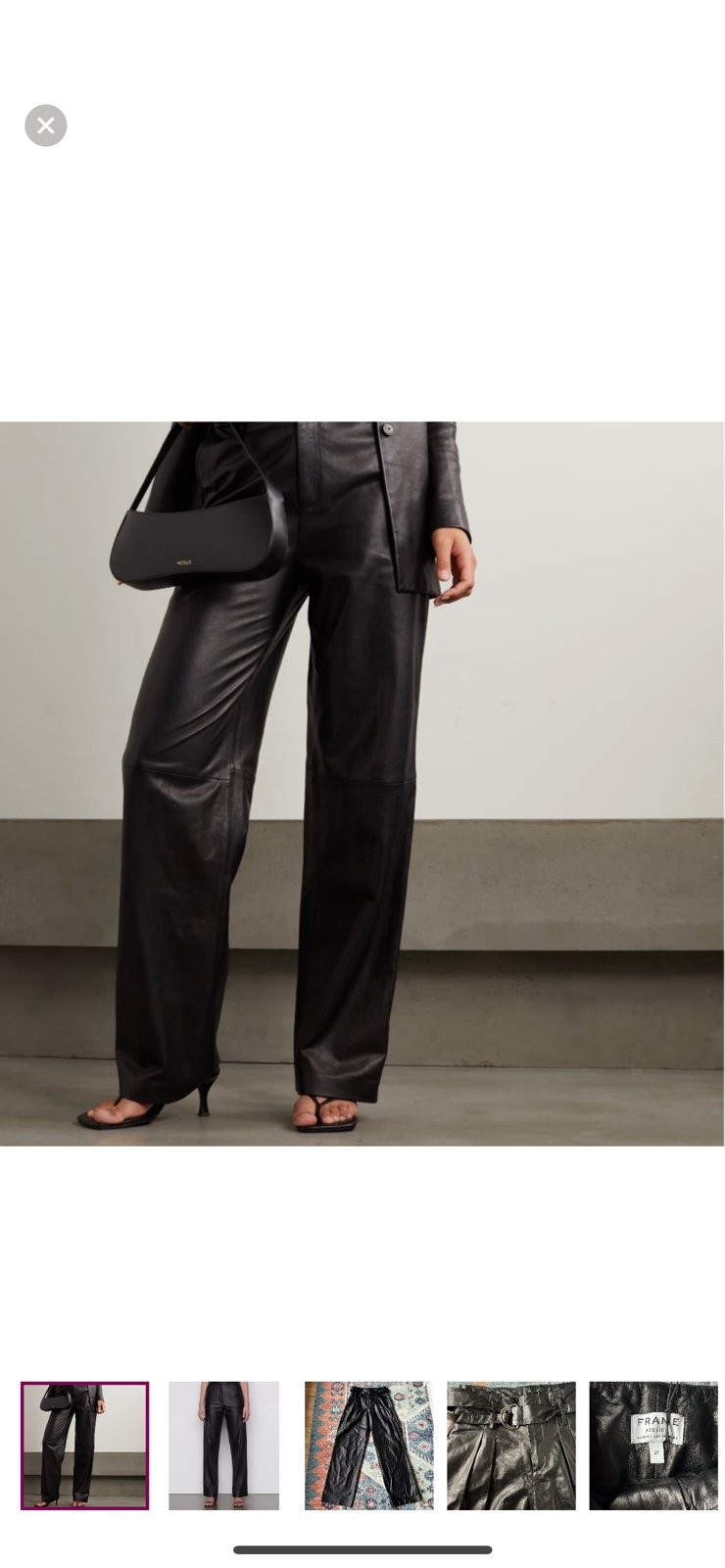 Frame Denim Leather Wide Leg Trouser Pant Belted