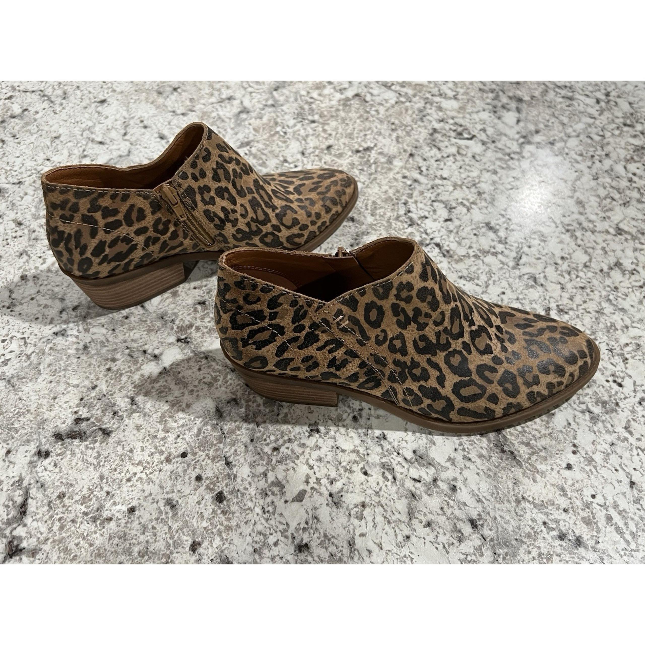 Women's Lucky Brand Cheetah Leopard Print Ankle Booties Size 7.5