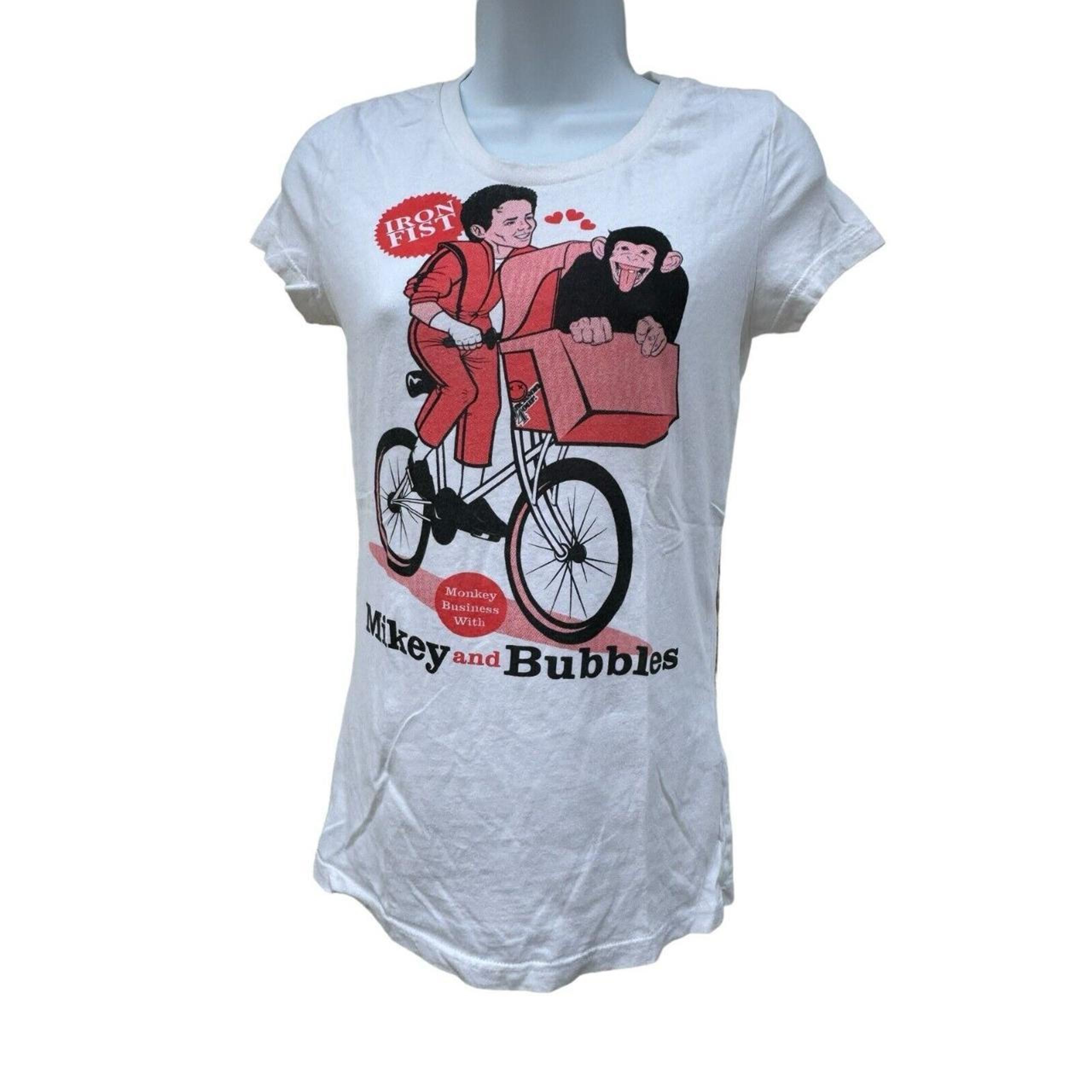IRON FIST WOMENS MIKEY AND BUBBLE T SHIRT Small Monkey Business Bike