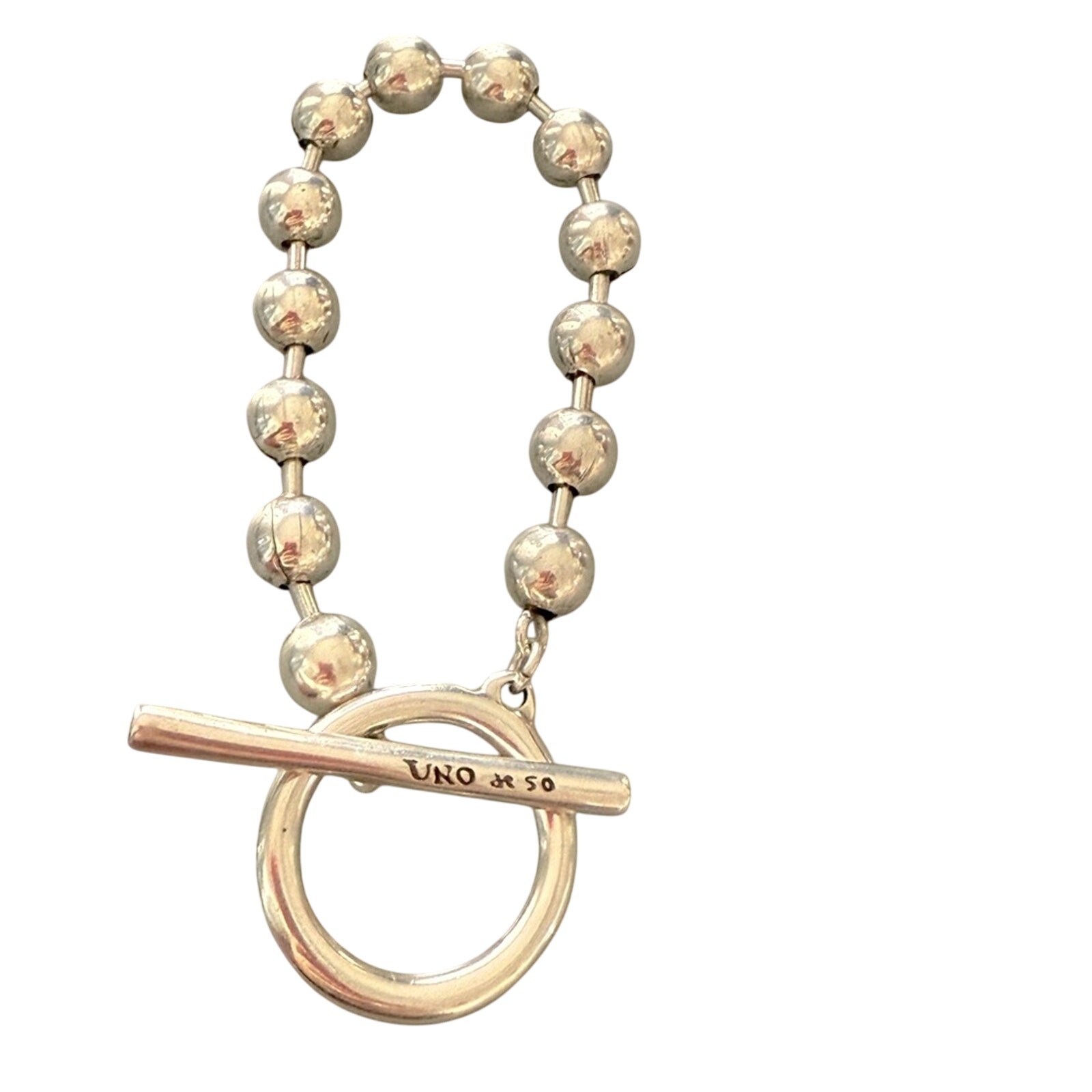 Uno de 50 Silver Beaded Bracelet with Toggle Clasp