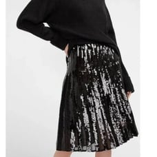 EXPRESS Black Pleated Sequined Skirt | Size XS