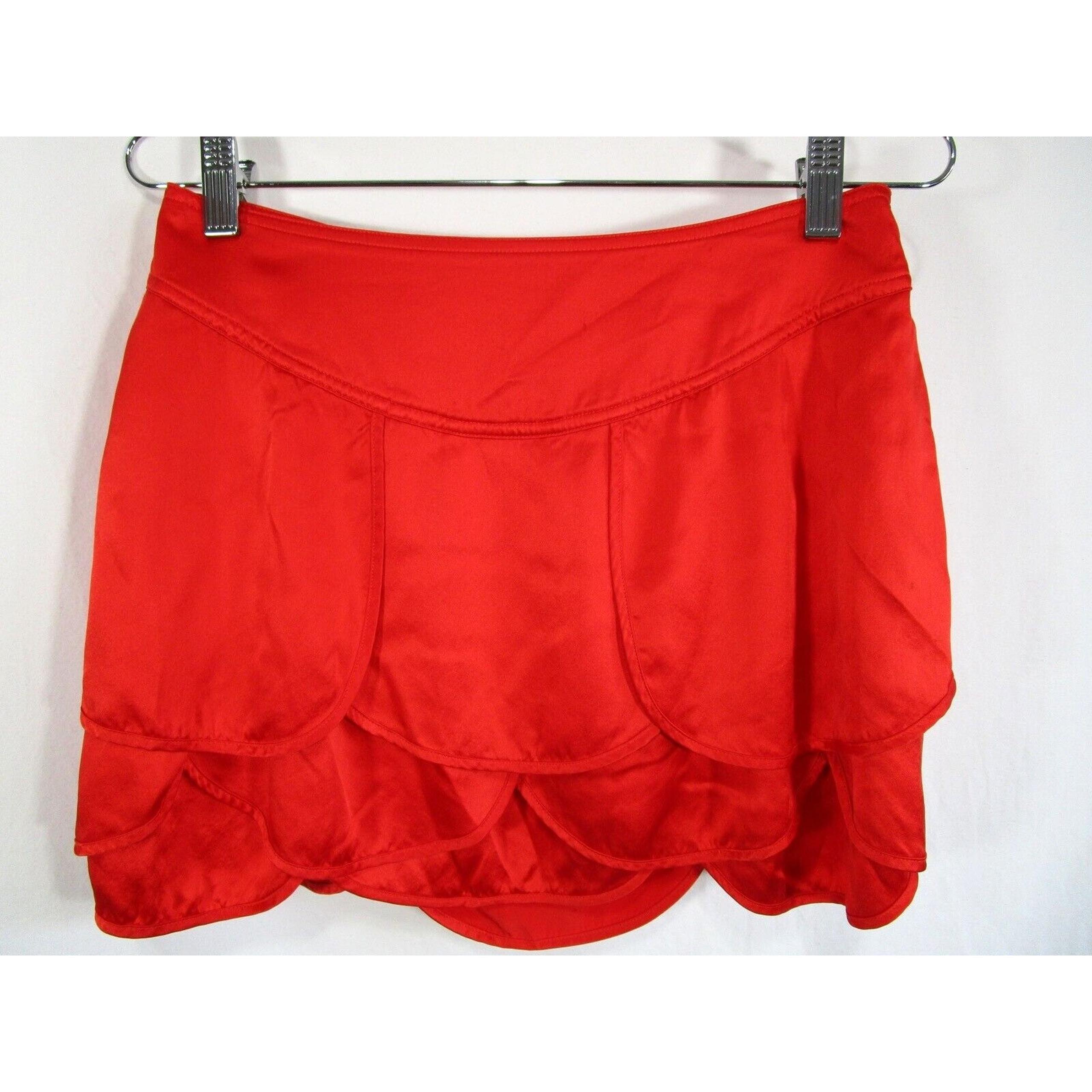 Armani Exchange AX Red Silk Layered Miniskirt Women Sz 0