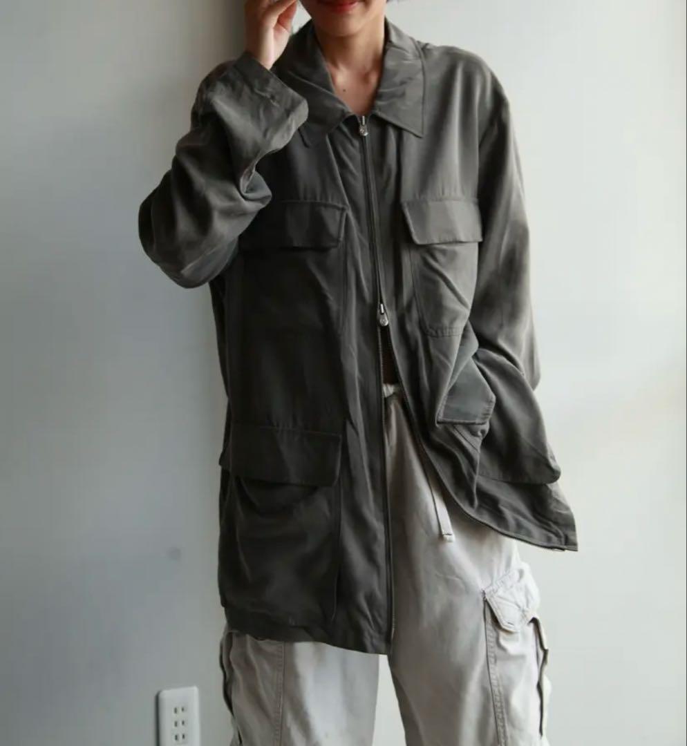 新作人気モデル 00's Armani Collezioni silk zip jacket ジャケット・アウター