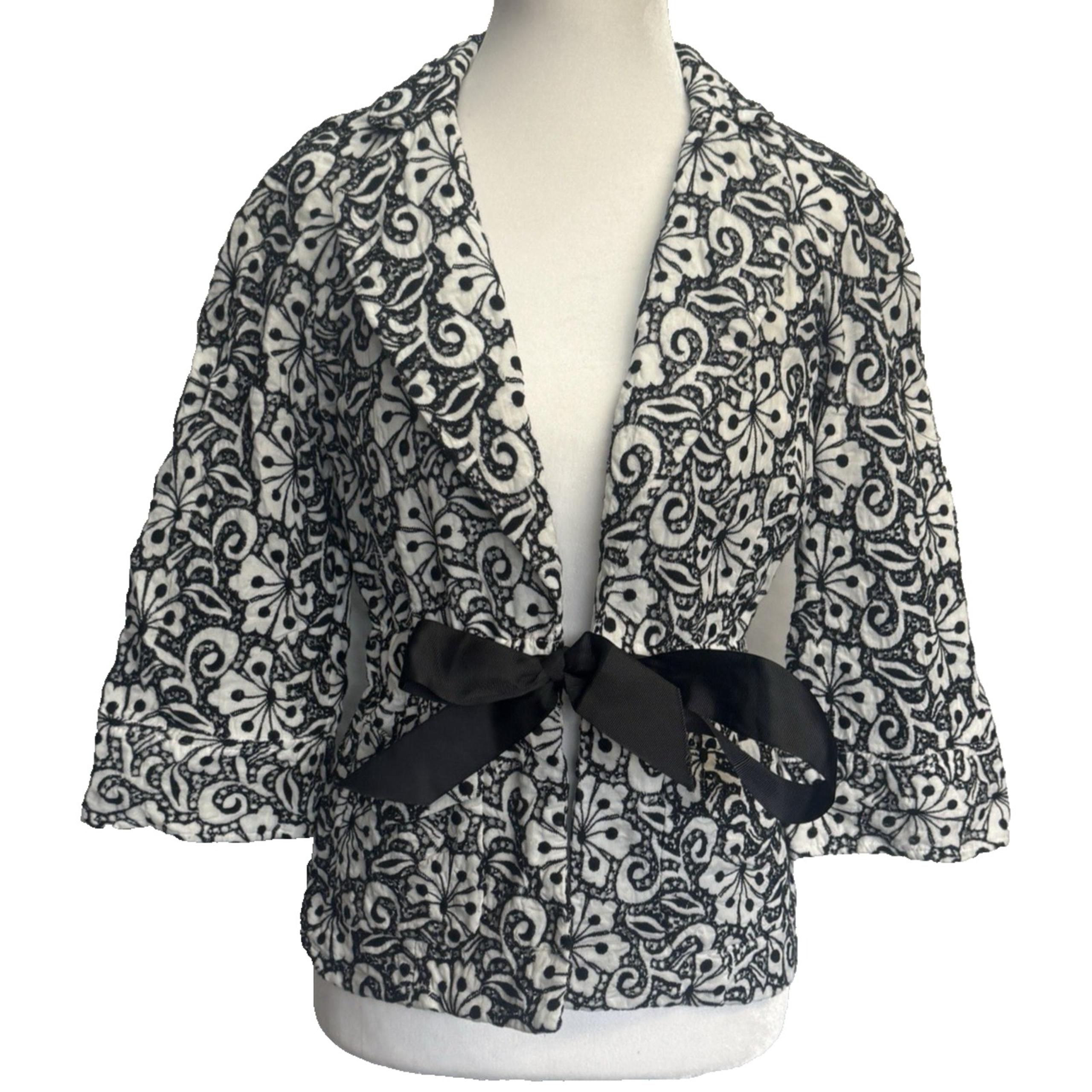 Womens Floral Eyelet Tie Blazer Size 4 Office Siren Feminine Career - Willi Smith