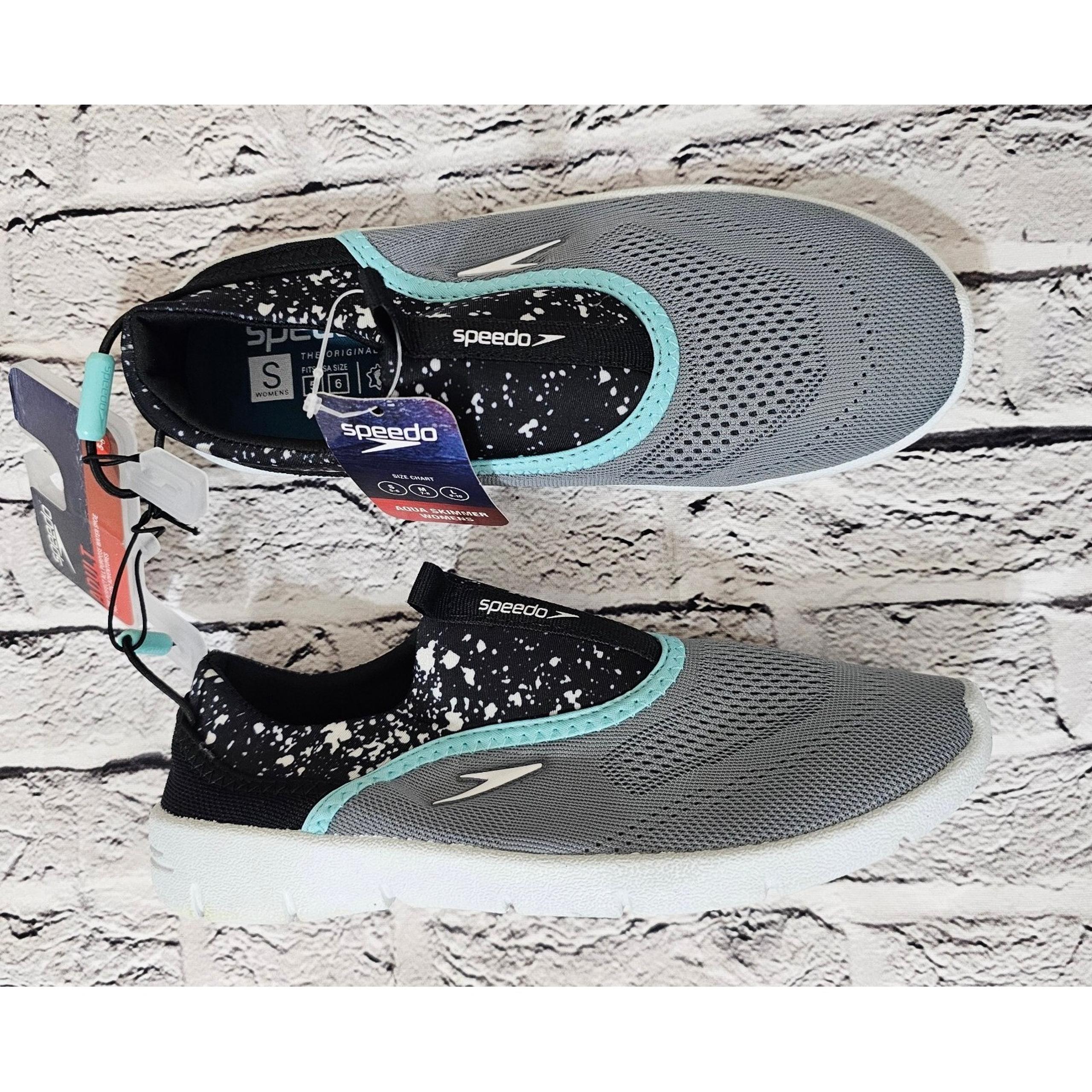 Speedo Aqua Skimmer Slip On Water Shoes Black Gray WOMENS SIZE S 5-6