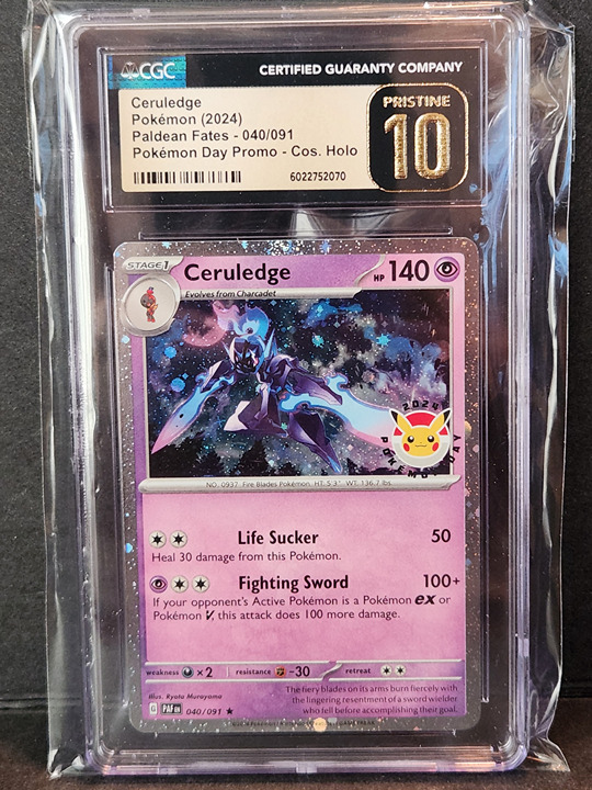 CGC 10 PRISTINE Ceruledge 040/091 Cosmos Holo Pokemon Day Promo 2024 Card