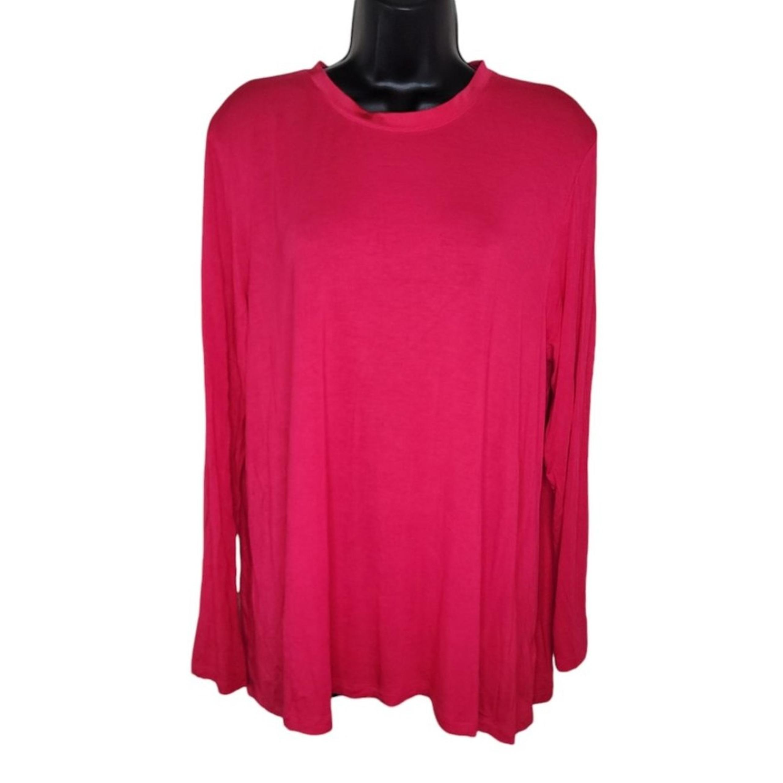 H By Halston Hot Pink Long Sleeve Rayon T-shirt Size Large