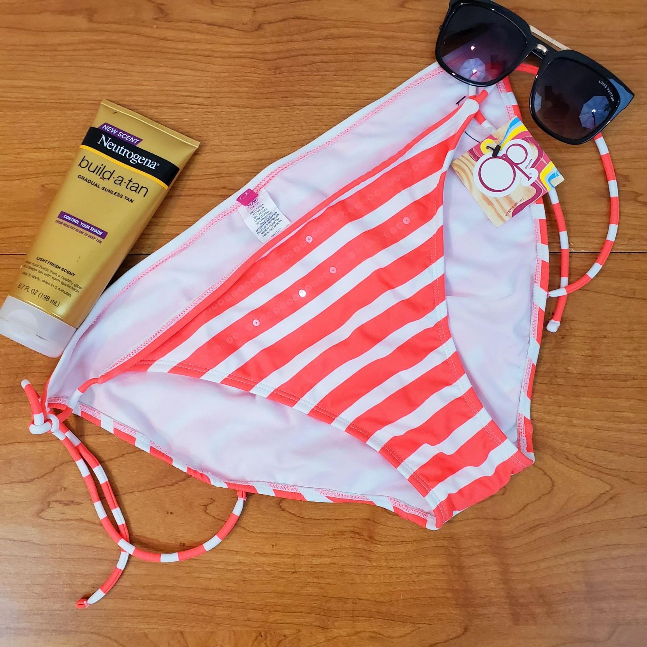 OP Hipster Tie Swim Bottoms Orange White