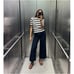 ZARA CROPPED HIGH WAIST WIDE LEG FRONT CENTRAL SEAM Z1975 JEANS