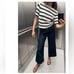 ZARA CROPPED HIGH WAIST WIDE LEG FRONT CENTRAL SEAM Z1975 JEANS