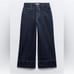 ZARA CROPPED HIGH WAIST WIDE LEG FRONT CENTRAL SEAM Z1975 JEANS